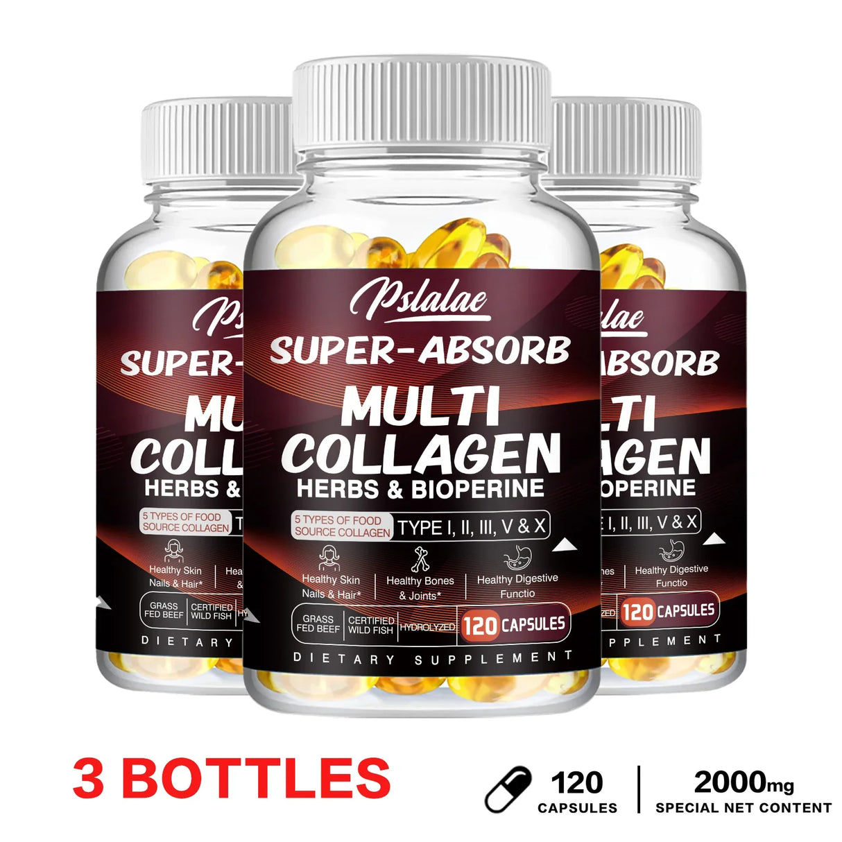Multi Collagen Capsules - for Skin, Hair, Nails & Bone Health, Supports Joint, Digestive and Immune System Health