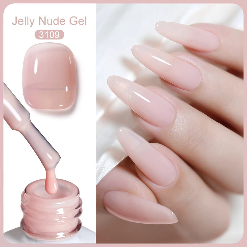 Clou Beaute Translucent Jelly Nude Pink Nail Gel Polish 15ml Vernis Semi Permanent Gel Colorful Varnish Nail Art Manicure Gel