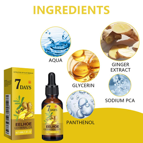 EELHOE 20ml Ginger Hair Growth Oil Strengthening Scalp Nourishing Hair Roots Anti Loss Fuller Care Hairs Essence for Women Men