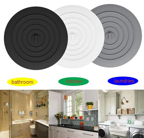3PCS Bathtub Drain Stopper Cover,6 inch Silicone Bath Tub Plug Essentials Flat Suction for Kitchen Bathroom Laundry Accessories