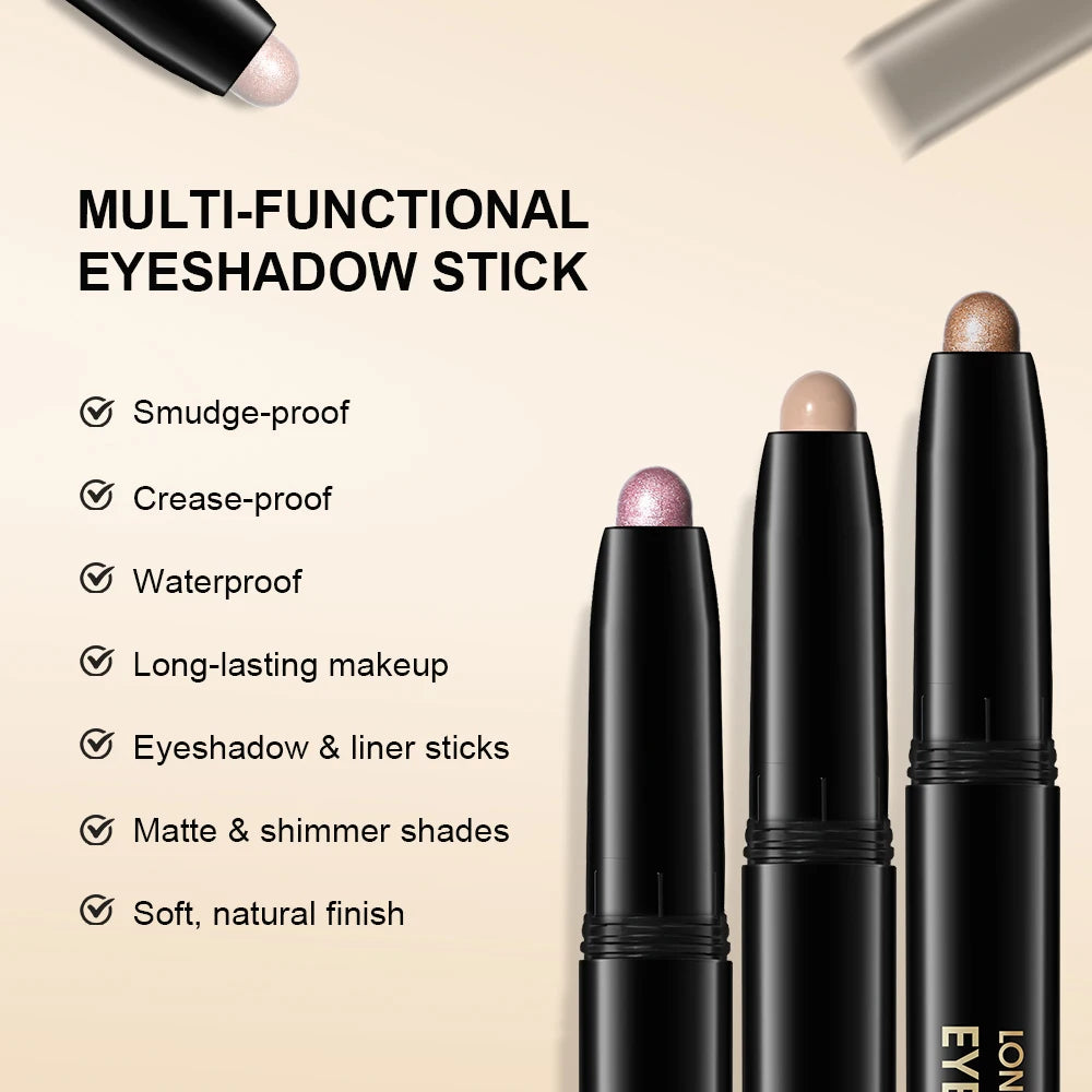 Eyeshadow Liner Sticks Matte & Shimmer Waterproof Metallic Glitter Eye Shadow Highlighter Pencil Eyeshadow Natural Cosmetics