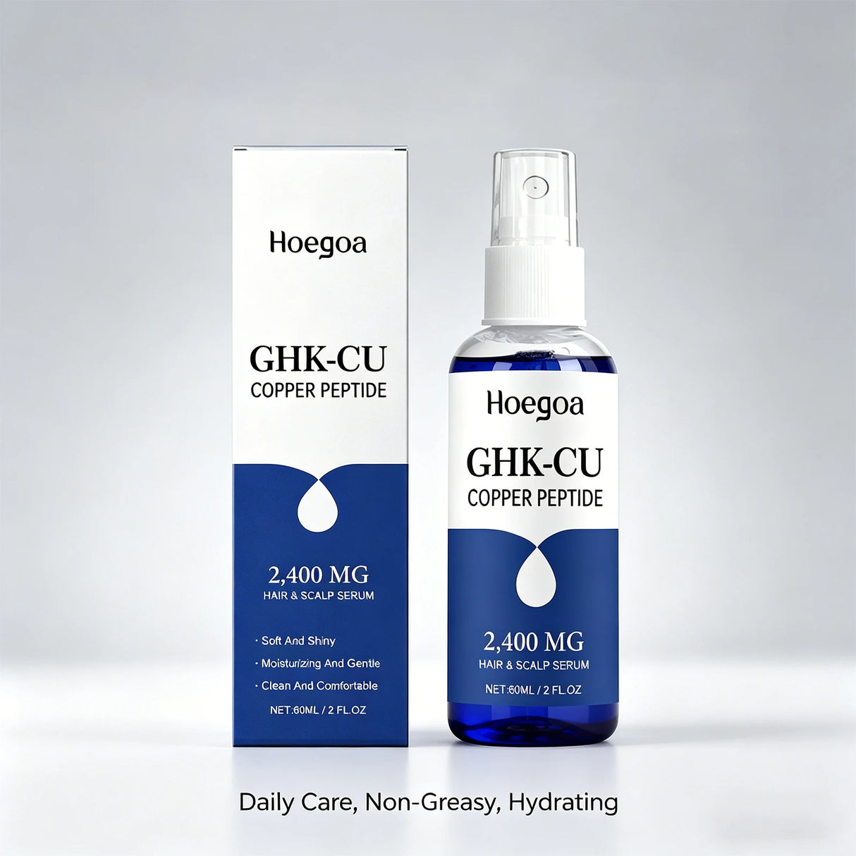60ml GHK Cu Copper Peptide Hair Serum Spray Hair Deep Nourishment Fast Absorbing Moisturizing Strengthen Roots Non Greasy