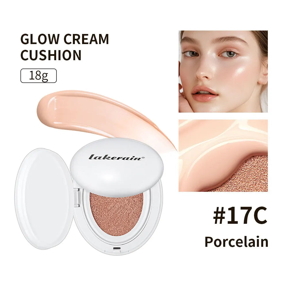 Dewy Glow Cream Cushion Foundation Hydrating 24H Long Lasting Moisturizer Natural Light Coverage Radiant Skin Finish Daily Portable Face Makeup Cosmetic