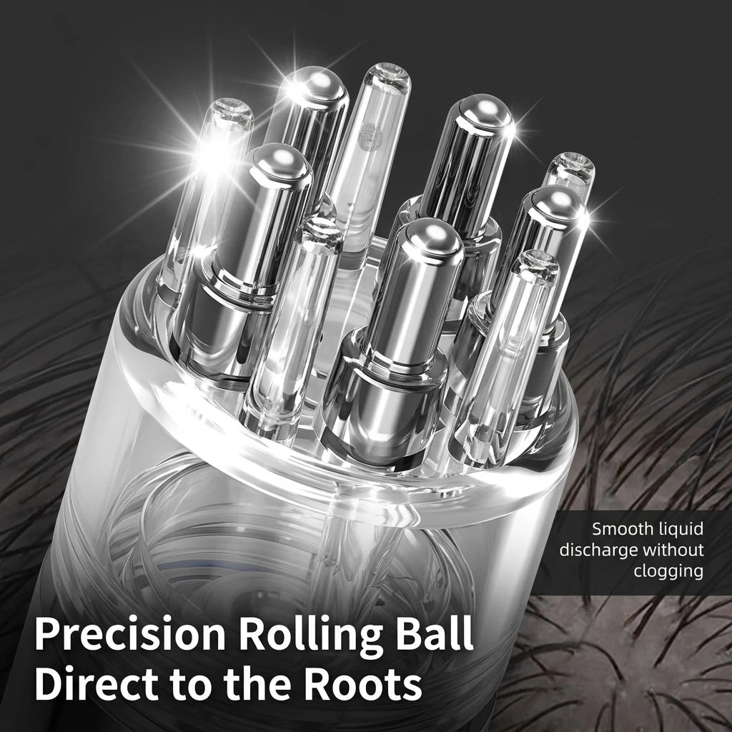 4 In 1 Roller Ball Scalp Applicator Comb Minoxidil Essential Oil Liquid Guide Massage Home Salon Hair Care Tool Set