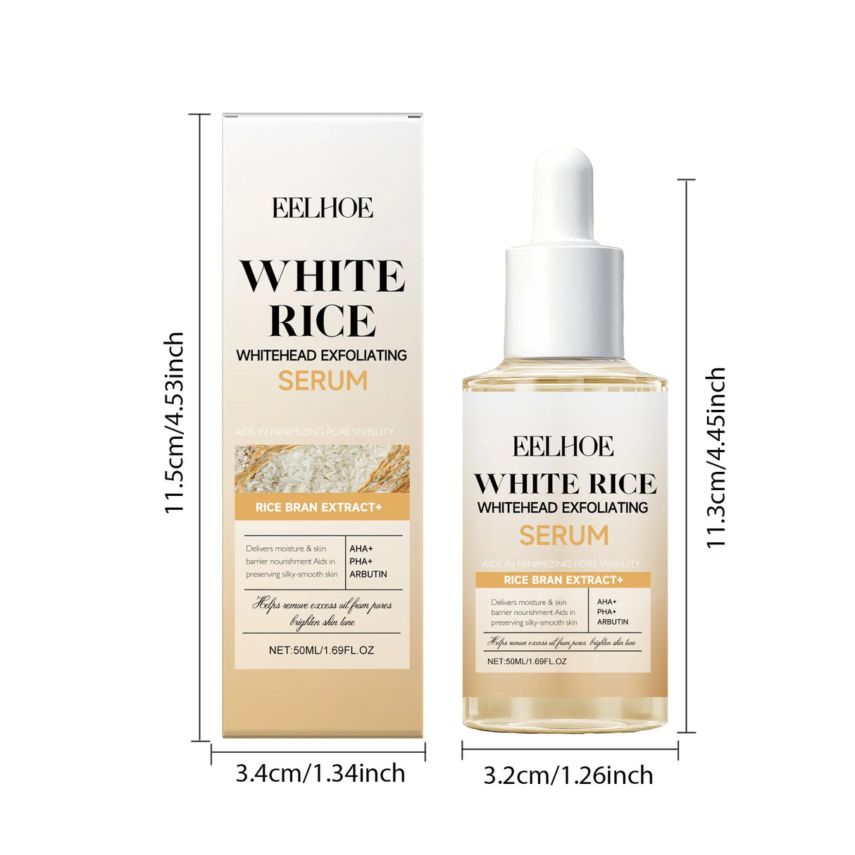 Black & White Rice Exfoliating Serum Set BHA Niacinamide Pore Minimizing & Brightening Blackhead Whitehead Remover Skincare Set