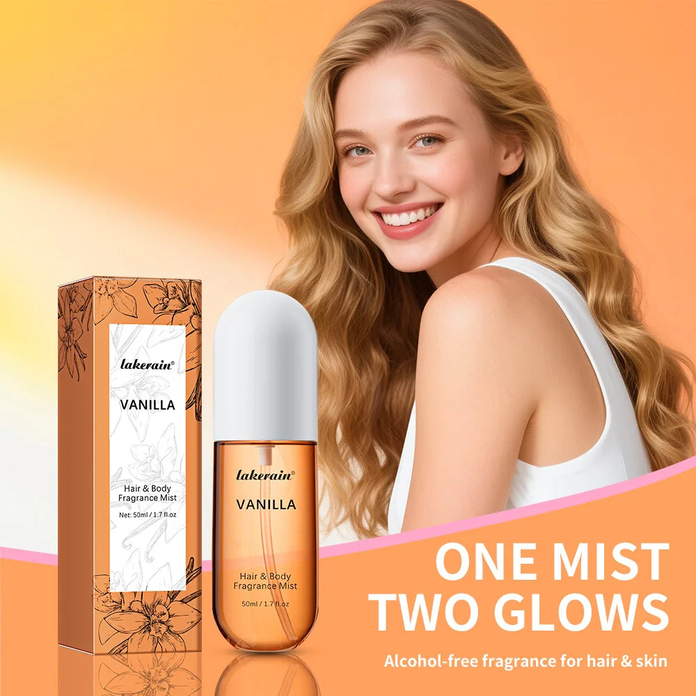 Vanilla & Rose Fragrance Mist Perfume Long Lasting Refreshing Portable Body Spray Gentle Natural Aroma for Women Daily Dating Tr