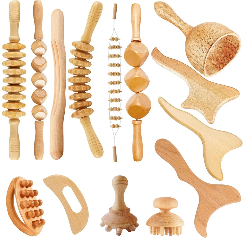 Wood Massage Maderoterapia Massager Roller Anti Cellulite Slimming Gua Sha Massager For Body Back Foot Masajeador
