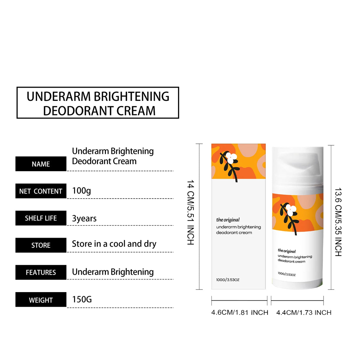 Underarm Brightening Deodorant Cream Long Lasting Hydration Soothe Discomfort Smooth Refine Skin Tone Even Bright Armpit Care