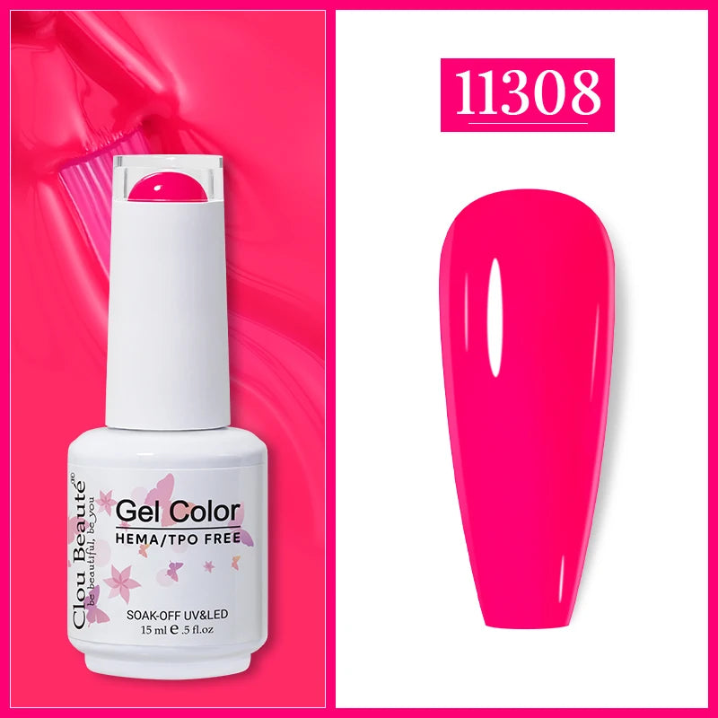 Clou Beaute Gel Nail Polish Neon Brown Royal Blue Red Green Pastal Nude Nail Art Varnishes Gel Lacquer HEMA/TPO FREE UV Gel Nail