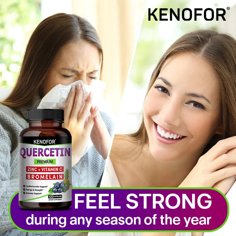 Quercetin Capsules with Bromelain, Vitamin C, Ashwagandha, Antioxidant, Support Immune, Respiratory & Cardiovascular Wellness