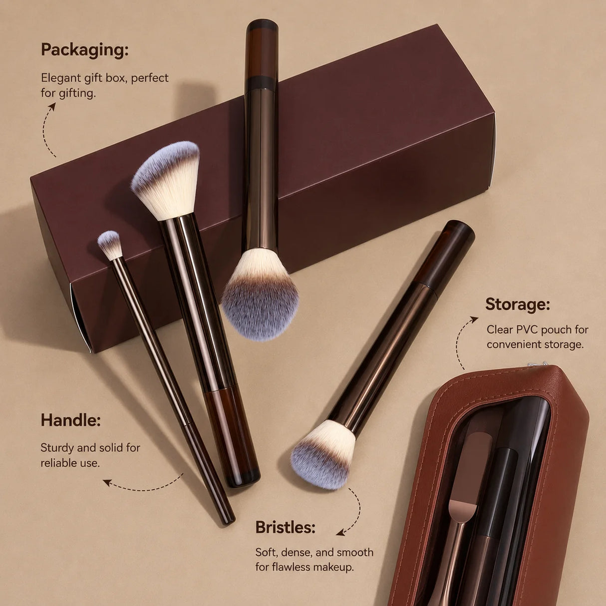 14 PCS Makeup Brushes Professional Make Up Brushes Premium Synthetic Powder Concealers Brushes Travel Makeup Brush Set