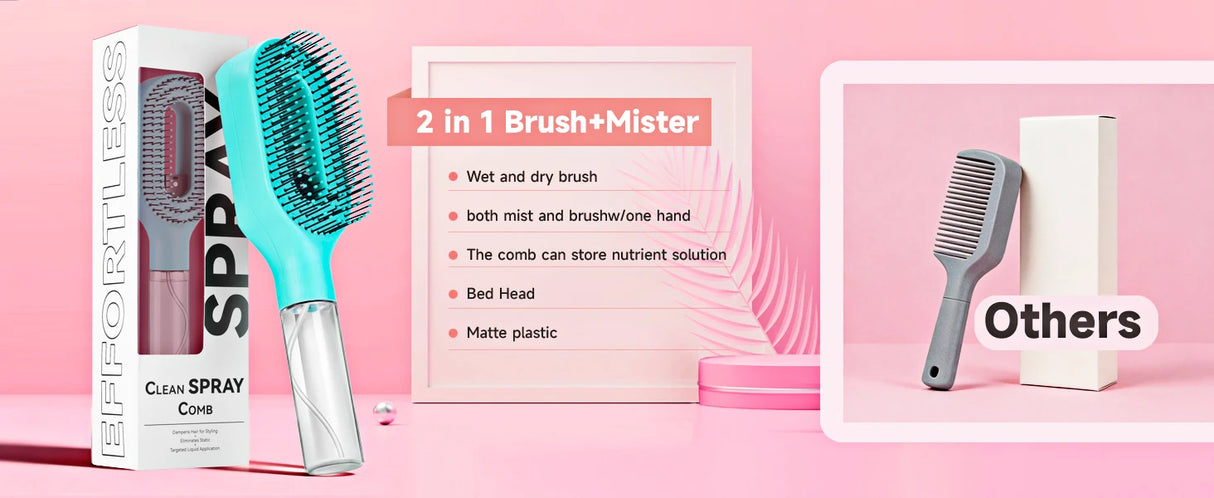 Hairbrush Sprayer Brush 2 in 1 Multi-functional Spray Bottle Comb with Water Spray Detangling Styling Salon Fluffy Modeling Comb