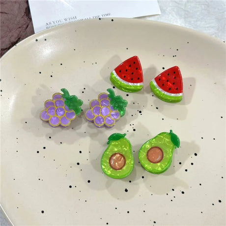 2Pcs/Lot Summer Style Women Hair Accessories New Mini Fruit Gripper Cute Strawberry Watermelon Imitation Fruit Shaped Hair Clips