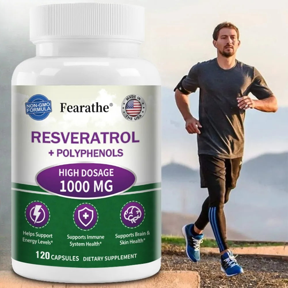 Resveratrol Supplement Capsules, Anti-aging, Antioxidant, Cardiovascular & Joint Support, Skin Health