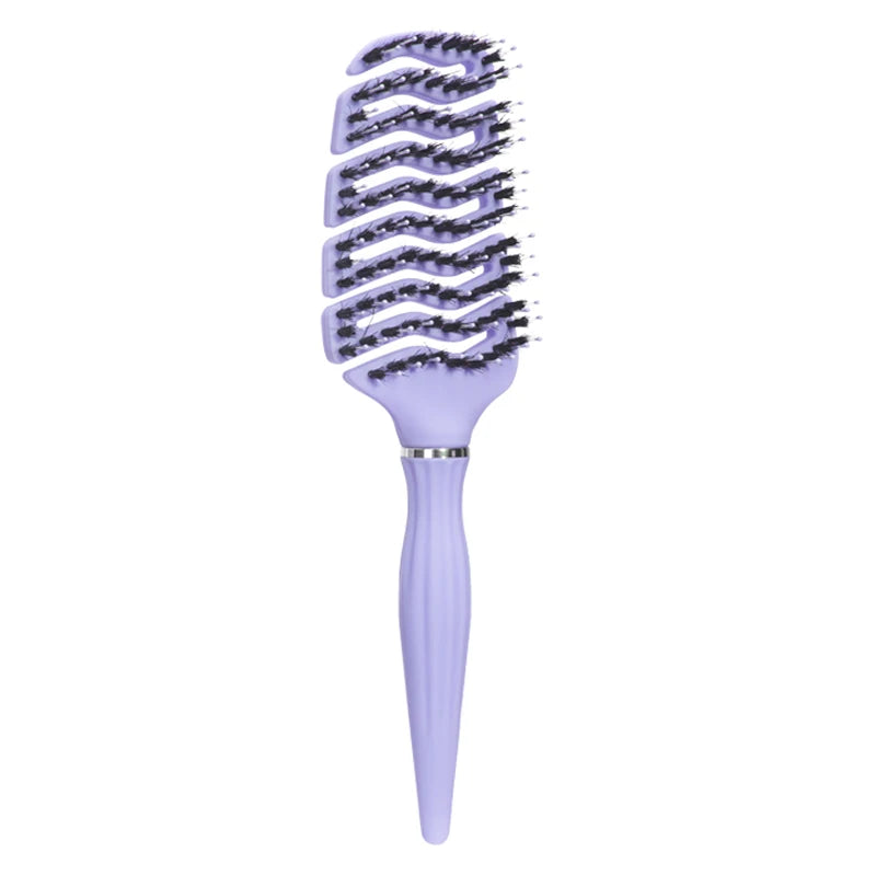 1pcs Curved Vented Boar Bristle Comb Professional Scalp Massage Comb Detangling Curl Anti-static Hairbrush Salon Styling Tool