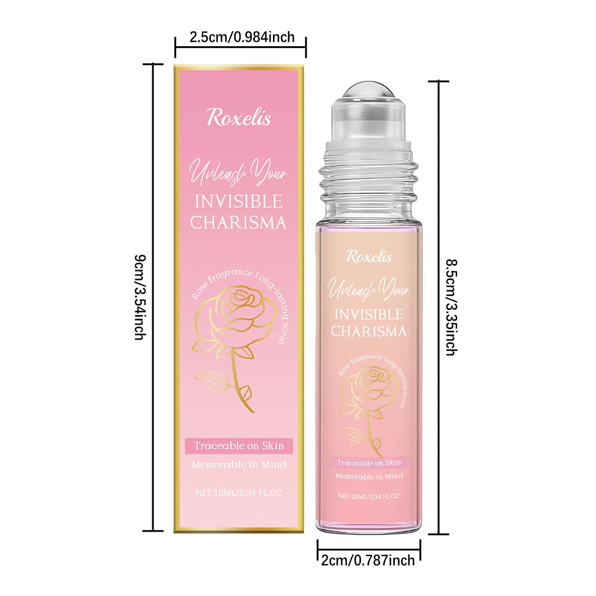 Women‘s Rose Perfume Rollerball, Light & Elegant Scent, Long Lasting & Portable for Day & Date, Fresh Natural Fragrance Gift