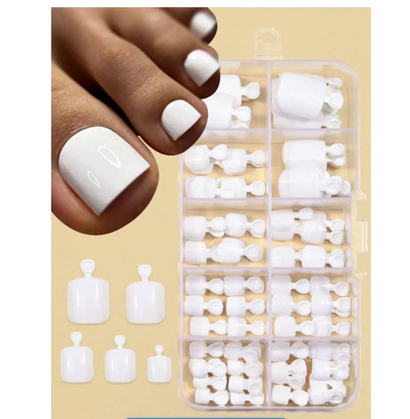120pcs False Toe Nail Tips 12 Sizes White Full Cover Fake Toenail Tips Press On Salon Toe Nail Art Extenn Design Toenails Artifi