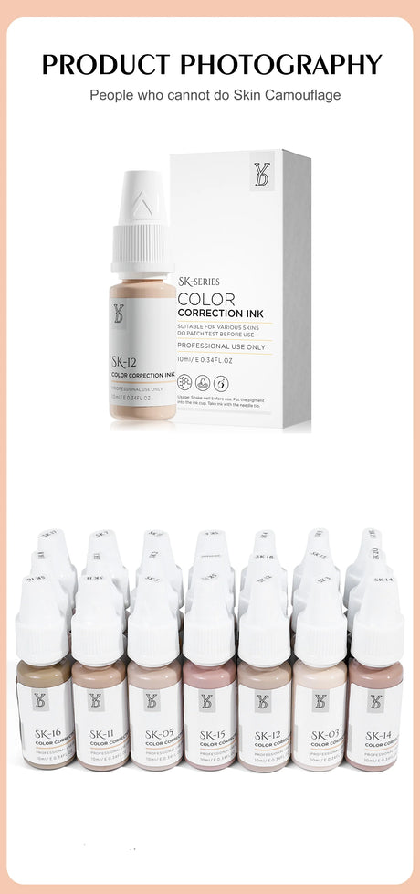 YD Professional 10ML Camouflage Pigment Semi Permanent Makeup Tattoo Ink for Scar Cover Stretch Marks Vitiligo Restore Skin Tone