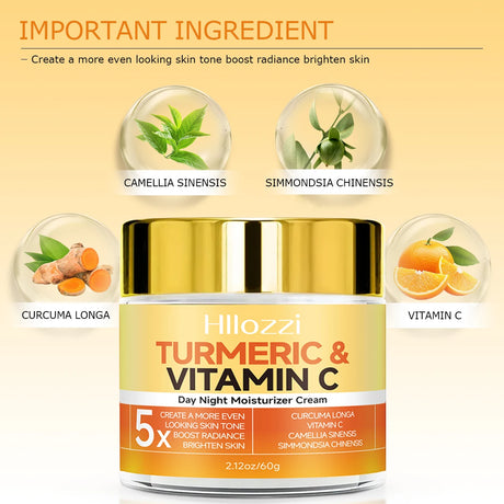 Turmeric&Vitamin C DayNight Moisturizer Cream Hydrating, Firming, Brightening, Smoothing, Repairing Hyaluronic Acid