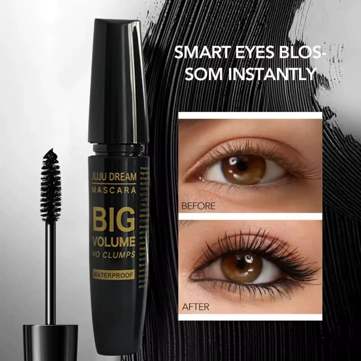 4D Black Mascara Thickening Lengthening Waterproof Fiber Mascara Long Lasting Eyelash Makeup Waterproof Liquid Fiber Mascara