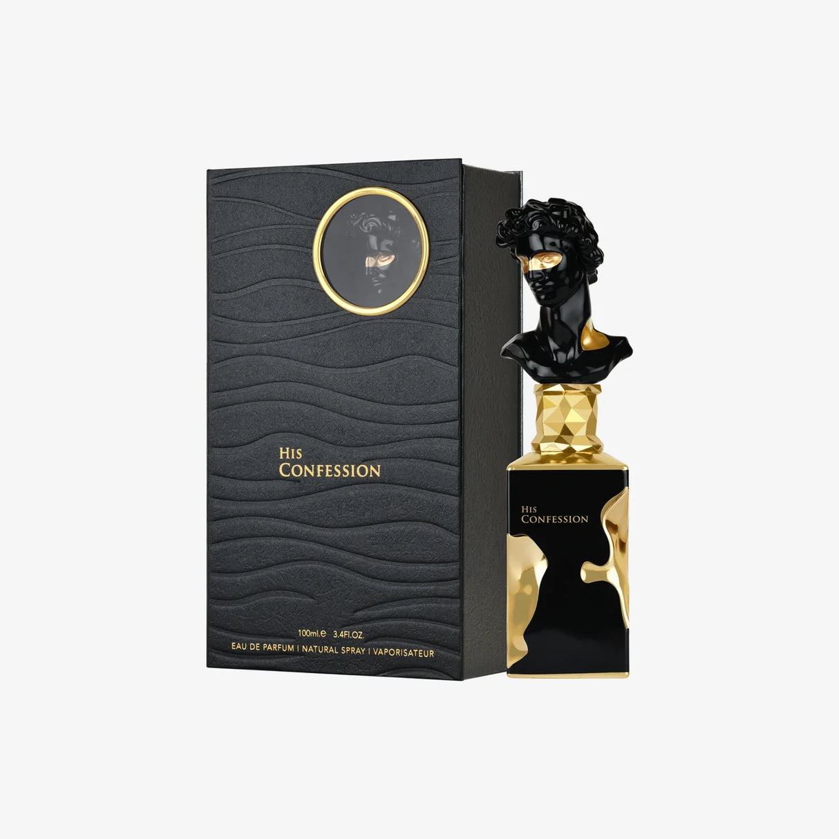 His Confession for Men Eau de Parfum Spray – Warm Oriental Amber, Vanilla & Woody Spicy Scent, Long-Lasting Intense Fragrance, Perfect Gift, 3.4 fl oz / 100 ml