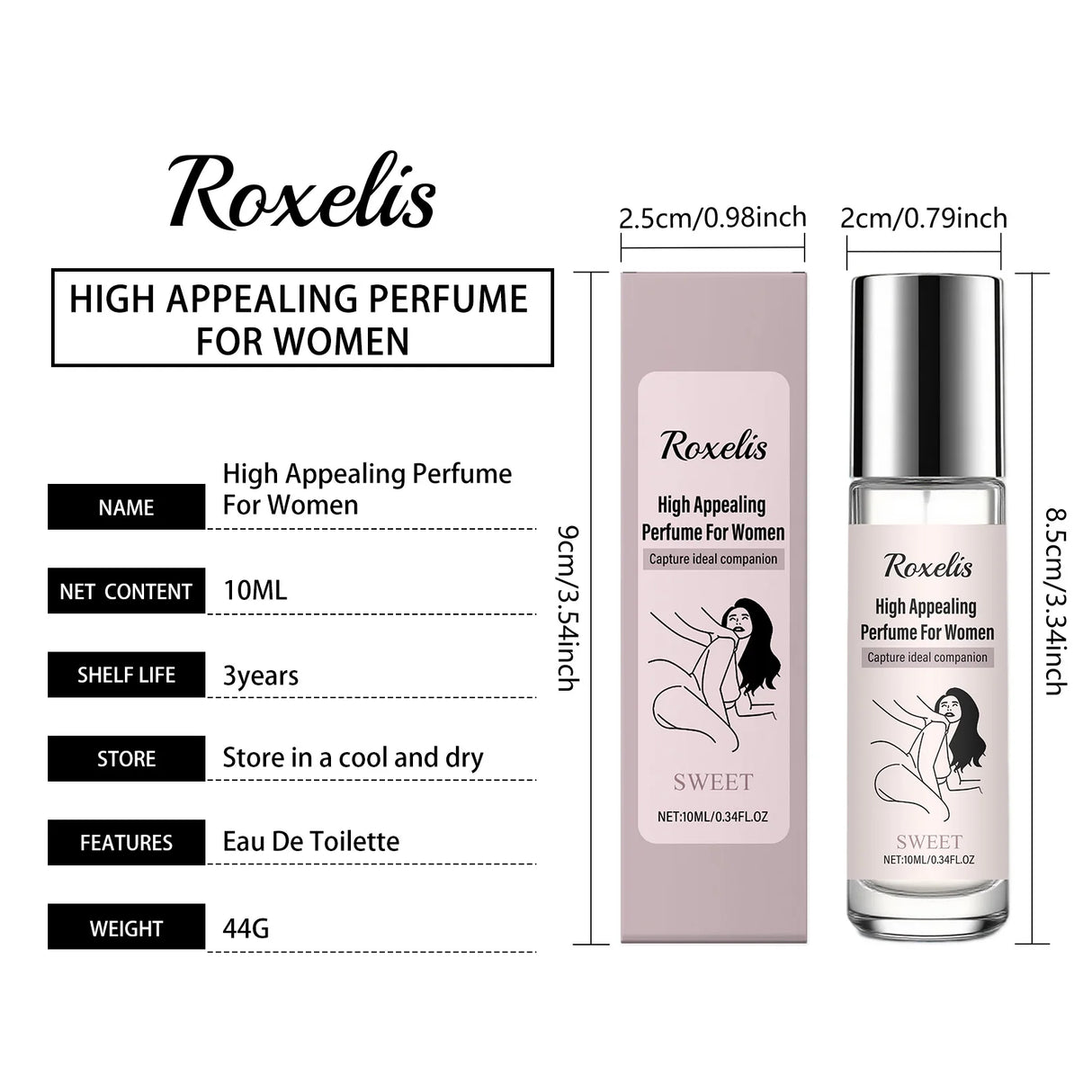 Roxelis 10ml Women Charm Perfume Lasting Natural Sweet Fragrance Daily Commuting Dating Eau De Toilette Pheromone Couple Perfume