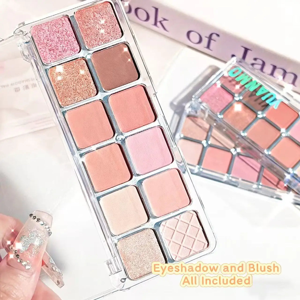 12-Color Glitter Eyeshadow Palette Low Saturation Matte Eyeshadow Palette Long Lasting Eye Shadow Makeup Glitter Matte Finishes