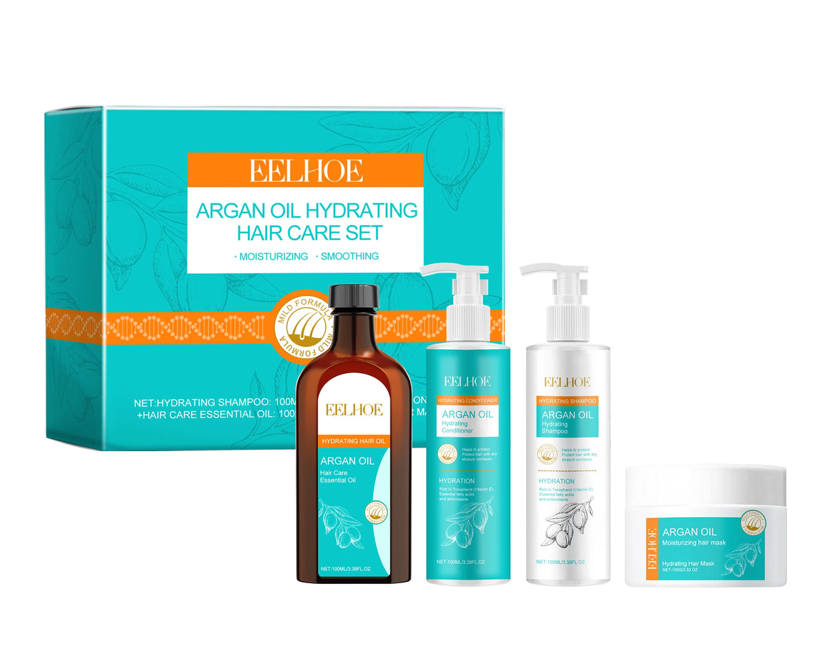 Moroccan Argan Oil Hair Care Set Gently Cleanses Deep Moisturizing Smoothing Soften Repairing Damaged Reduces Frizz Shampoo Conditioner Set