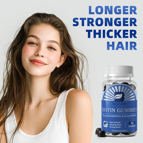 BEWORTHS 12000mcg Biotin Gummies 10 IN 1 Promotes Hair Growth Reduces Hair Loss and Prevents Thinning Promotes Beauty Skin, Strong Nails Promotes Keratin Production