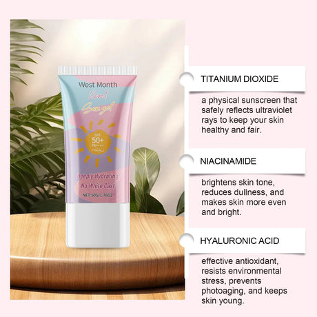 West&Month 2 In 1 UV Protection Body Face Lotion Lightweight Fast Immediate Absorption Long Lasting Hydrating Nourishing Cream Powerful Antioxidant Barrier Protection Against UVA UVB Non Greasy Daily Sun Skin Care Moisturizer