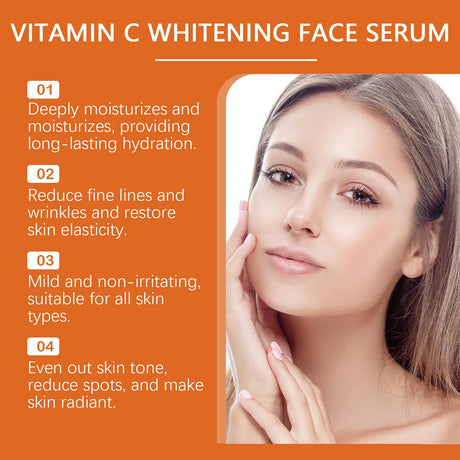 Vitamin C Facial Essence Fade Dark Spots Eliminate Freckles Acne Marks Repair Smooth Skin Care Hyaluronic Acid Brightening Serum