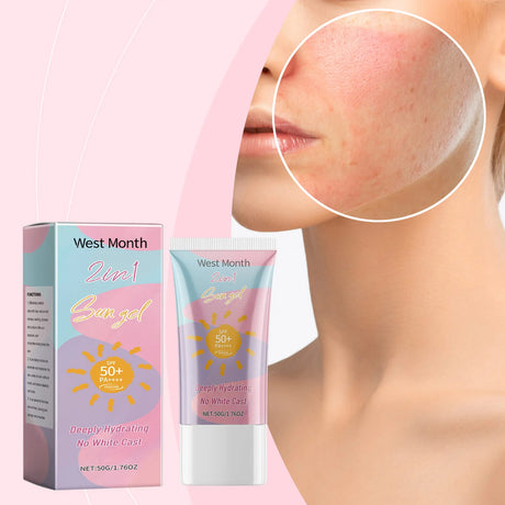 West&Month 2 In 1 UV Protection Body Face Lotion Lightweight Fast Immediate Absorption Long Lasting Hydrating Nourishing Cream Powerful Antioxidant Barrier Protection Against UVA UVB Non Greasy Daily Sun Skin Care Moisturizer