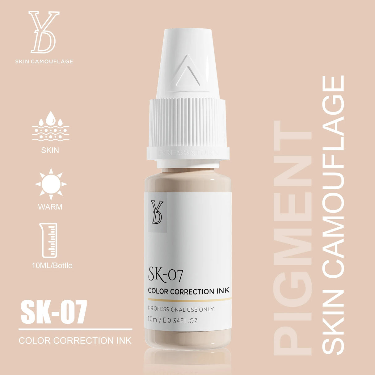 YD Professional 10ML Camouflage Pigment Semi Permanent Makeup Tattoo Ink for Scar Cover Stretch Marks Vitiligo Restore Skin Tone