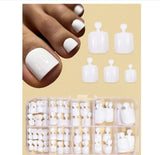 120pcs False Toe Nail Tips 12 Sizes White Full Cover Fake Toenail Tips Press On Salon Toe Nail Art Extenn Design Toenails Artifi
