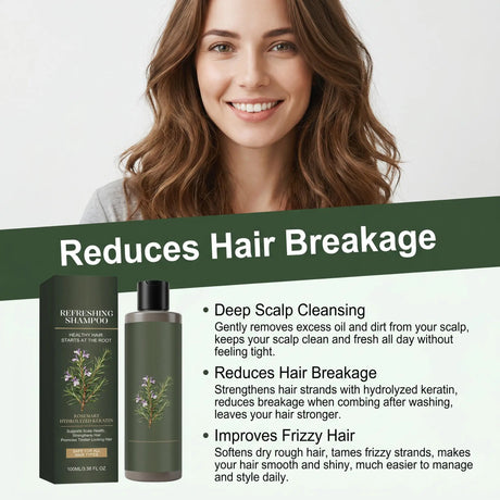Gleamxi Rosemary Shampoo Gently Nourishing Scalp Care Anti Loss Strengthen Repair Damaged Oil Control Deep Cleaning Hair Growth Shampoo