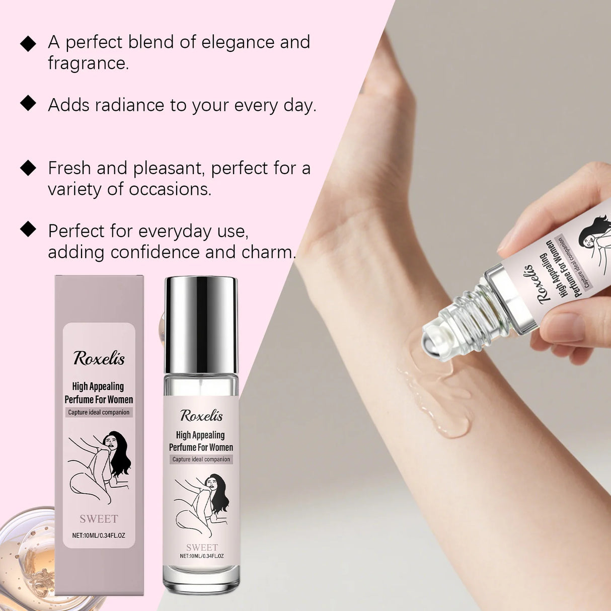 Roxelis 10ml Women Charm Perfume Lasting Natural Sweet Fragrance Daily Commuting Dating Eau De Toilette Pheromone Couple Perfume
