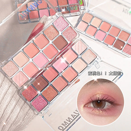 12-Color Glitter Eyeshadow Palette Low Saturation Matte Eyeshadow Palette Long Lasting Eye Shadow Makeup Glitter Matte Finishes