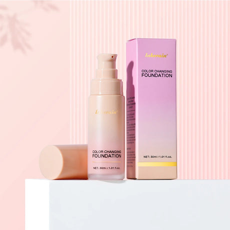 SPF30+Color Changing Foundation 4 in 1 Sun Liquid Moisture Waterproof Nourishes Coverage for All Skin Types Free Puff