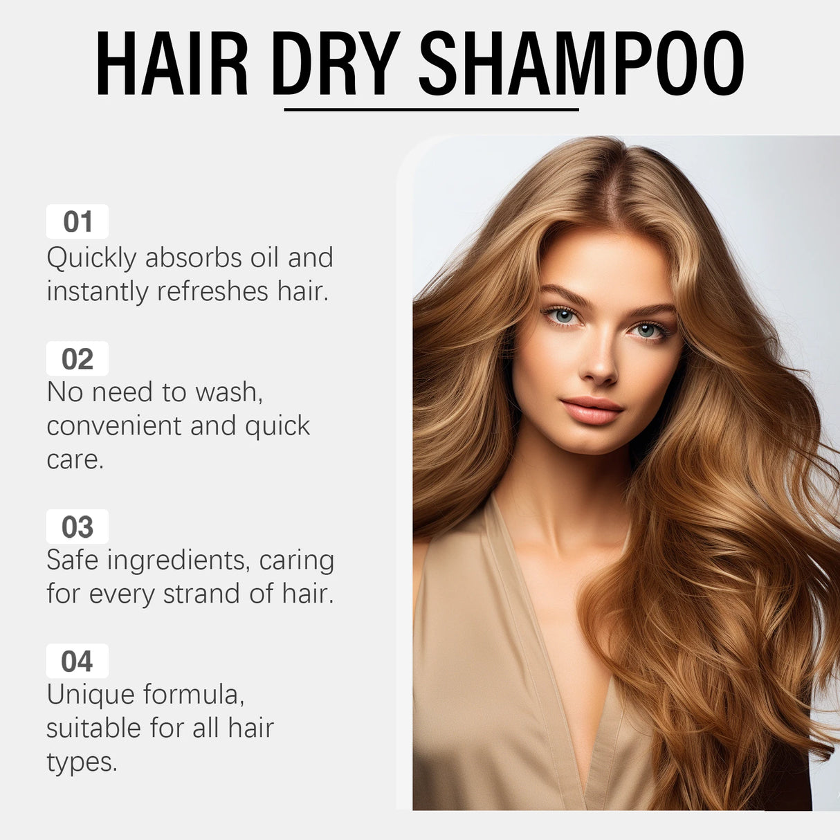 Hoegoa Hair Dry Spray Volumizing Refreshing Oil Control Non-irritating Scalp Care Smoothing Fresh Fragrance Dry Hair Spray