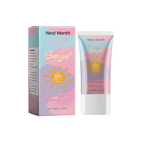 West&Month 2 In 1 UV Protection Body Face Lotion Lightweight Fast Immediate Absorption Long Lasting Hydrating Nourishing Cream Powerful Antioxidant Barrier Protection Against UVA UVB Non Greasy Daily Sun Skin Care Moisturizer