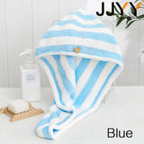 JJYY Microfiber Strong Absorbent Microfiber Dry Hair Towel Absorbent Quick Dry Striped Shower Cap  Bathroom Accessories