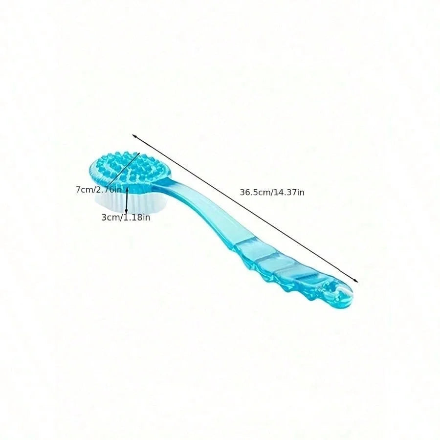 1 exfoliating bath brush with extended handle, specially designed for scrubbing the back, bath back scrubber, soft bristles, non-slip handle