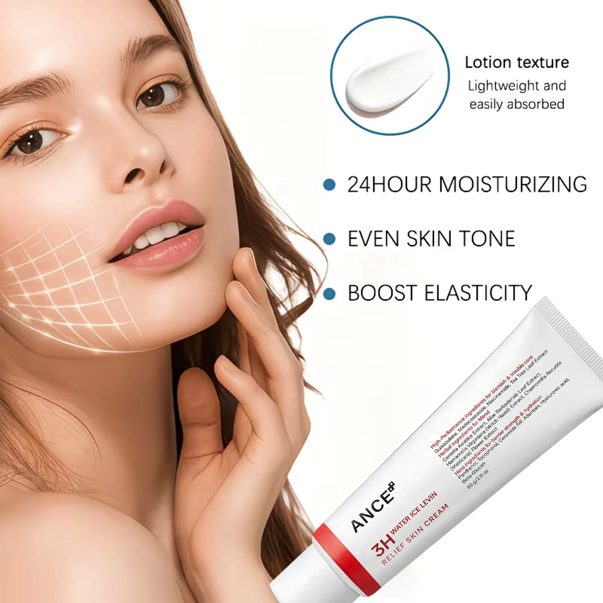 Water Ice Levin 3H Relief Facial Cream 60g Niacinamide Centella Tea Tree Extract Hydrating Barrier Repair Daily Face Skin Care
