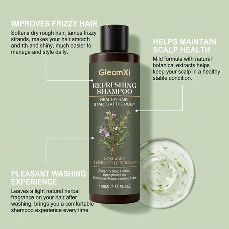 Gleamxi Rosemary Shampoo Gently Nourishing Scalp Care Anti Loss Strengthen Repair Damaged Oil Control Deep Cleaning Hair Growth Shampoo