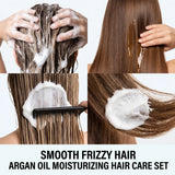Moroccan Argan Oil Hair Care Set Gently Cleanses Deep Moisturizing Smoothing Soften Repairing Damaged Reduces Frizz Shampoo Conditioner Set