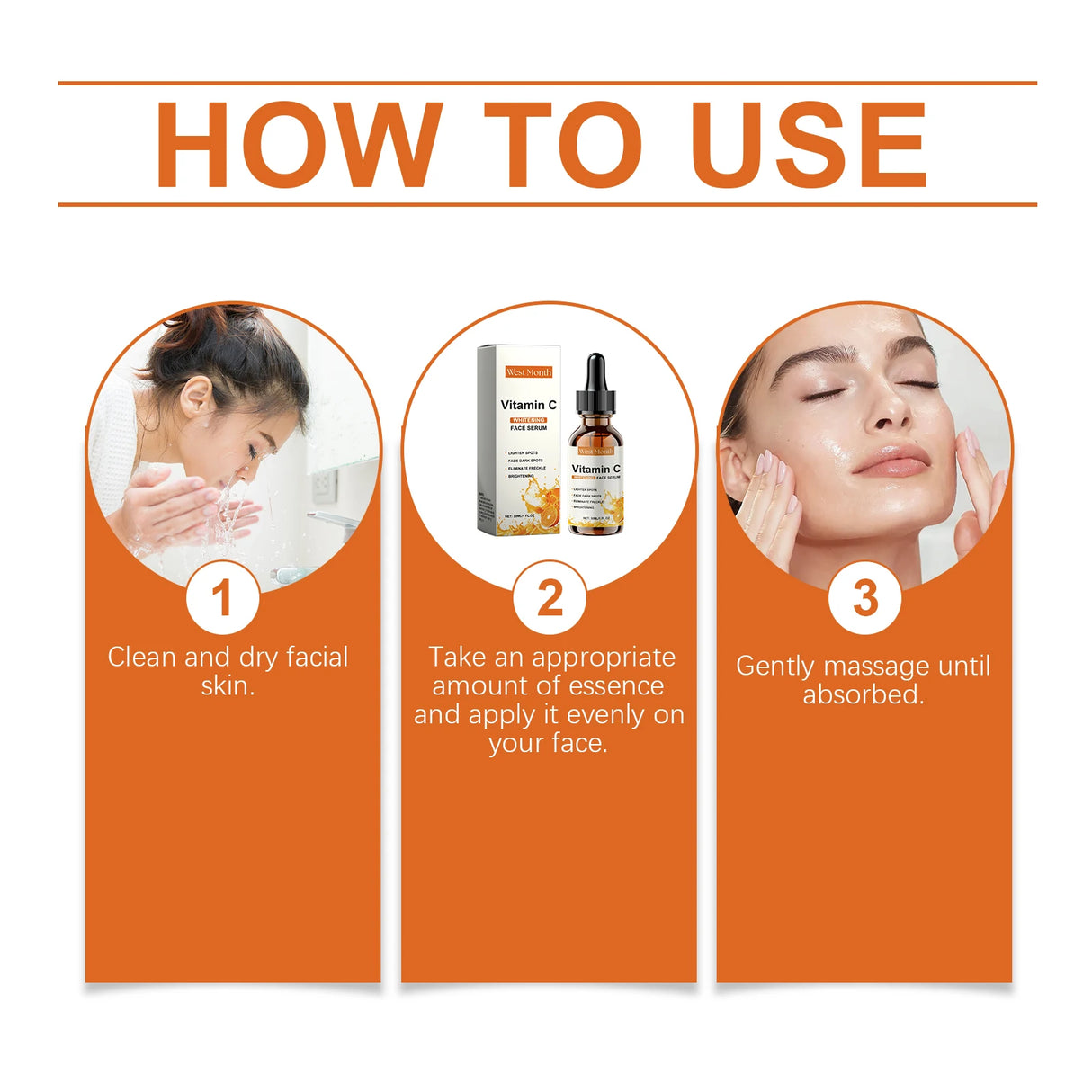 Vitamin C Facial Essence Fade Dark Spots Eliminate Freckles Acne Marks Repair Smooth Skin Care Hyaluronic Acid Brightening Serum