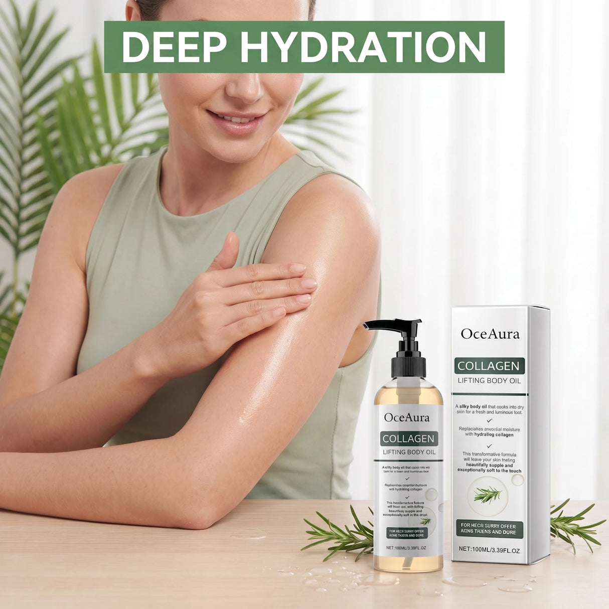 OceAura Collagen Body Oil Enhance Skin Deep Hydration Moisturizing Repair Nourishing Dry Skin Refreshing Rosemary Non-greasy Oil