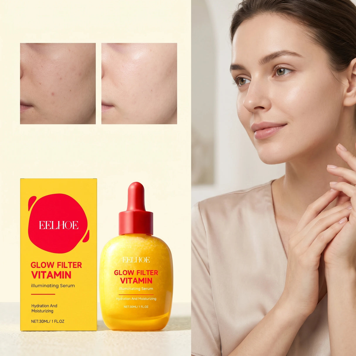 30ML Vitamin Facial Serum Deep Hydrating Enhance Smoothness Boosts Skin Elasticity Nourishing Pores Glowing Non-greasy Soothing Facial Serum