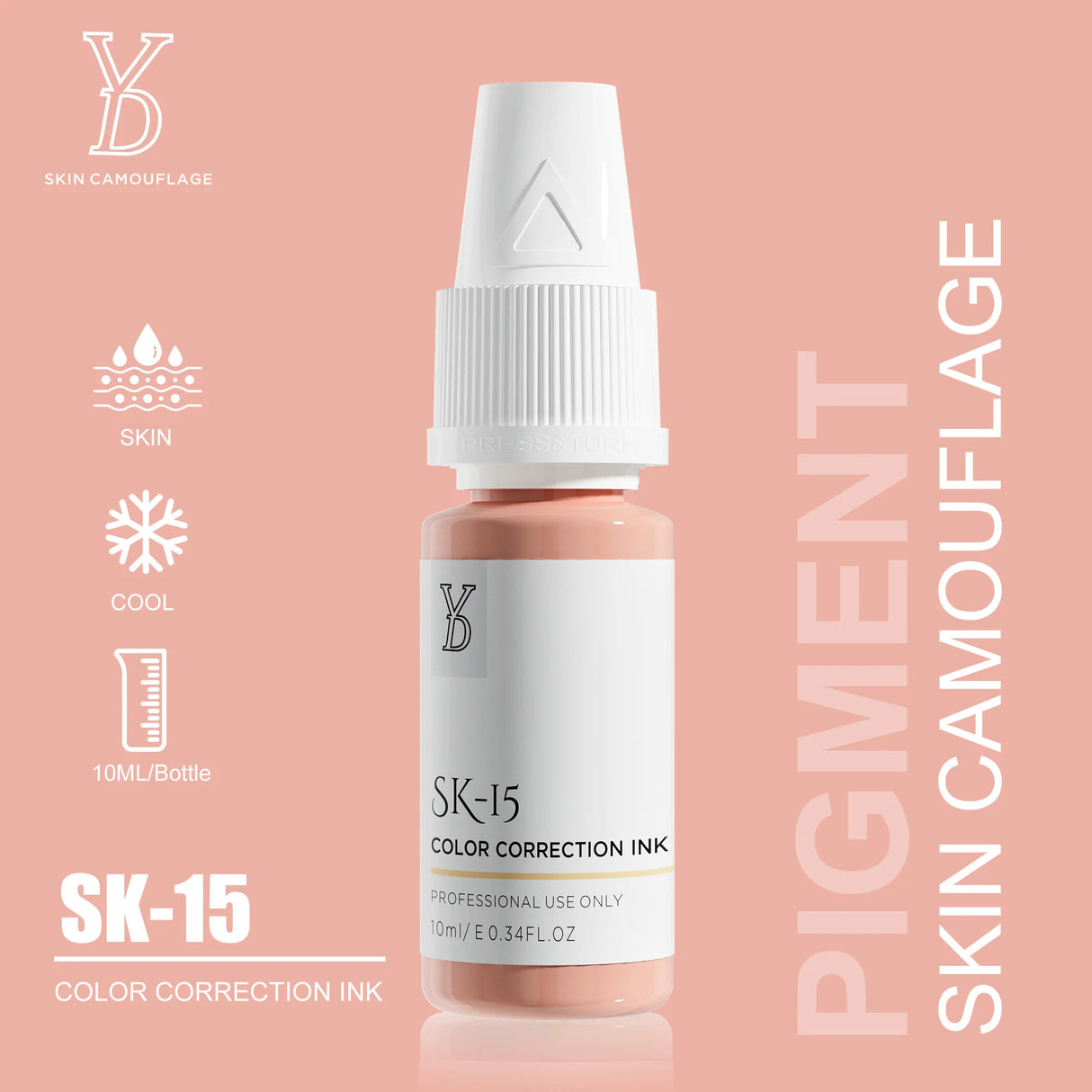 YD Professional 10ML Camouflage Pigment Semi Permanent Makeup Tattoo Ink for Scar Cover Stretch Marks Vitiligo Restore Skin Tone