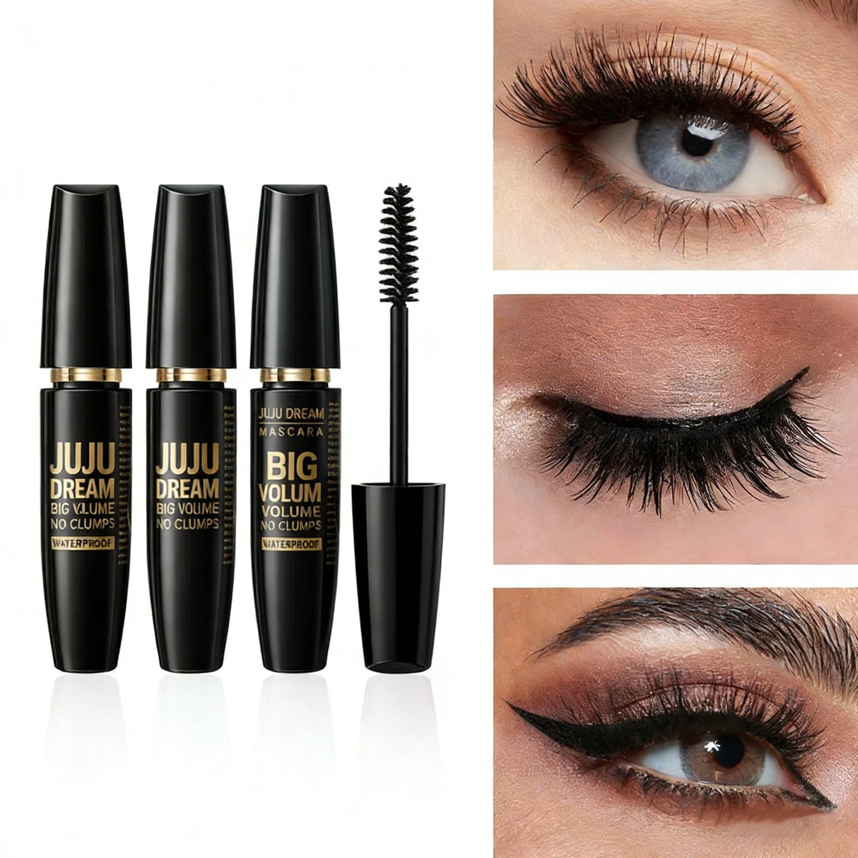 4D Black Mascara Thickening Lengthening Waterproof Fiber Mascara Long Lasting Eyelash Makeup Waterproof Liquid Fiber Mascara